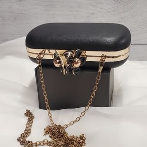 3 AM Forever Box Clutch Purse Black/Gold Trim